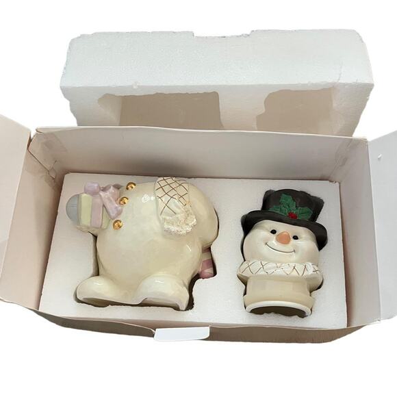 Lenox The Snowman 12" Porcelain Cookie Jar With Lid 24K Trim Family Fun Vtg 2000 - Picture 6 of 16